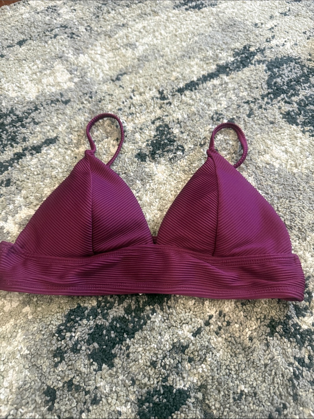 Triangle Ribbed Bikini Top in Plum